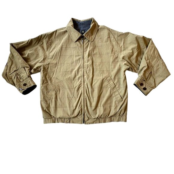 RAINFOREST Other - Rainforest Bomber Jacket Coat Chore  Reversible Large Tan Blue Pockets READ